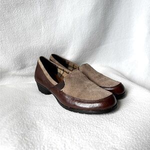 Naturalizer No.5 Comfort Beige/Brown Leather & Suede Women’s Slip On 8 1/2 Shoes